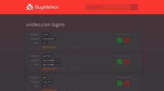 xvideo.com passwords - BugMeNot