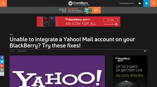 Unable to integrate a Yahoo! Mail account on your BlackBerry? Try ...
