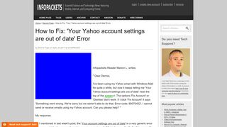 How to Fix: 'Your Yahoo account settings are out of date' Error | www ...