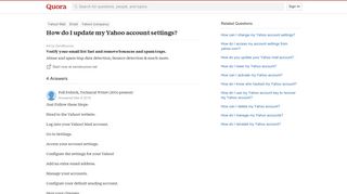 How to update my Yahoo account settings - Quora