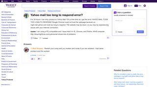 yahoo mail too long to respond error? | Yahoo Answers