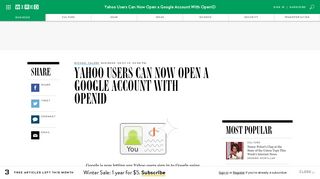 Yahoo Users Can Now Open a Google Account With OpenID | WIRED