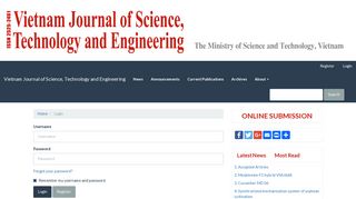 Login | Vietnam Journal of Science, Technology and Engineering