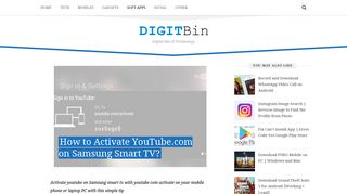 How to Activate YouTube.com on Samsung Smart TV? - DigitBin