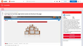 Can't log in to YouTube, login button sends me directly to this ...