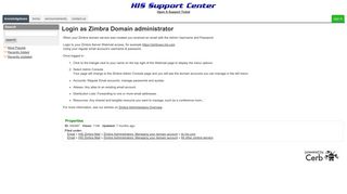 Login as Zimbra Domain administrator - HIS Support Center