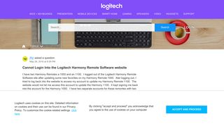 Cannot Login Into the Logitech Harmony Remote Software website
