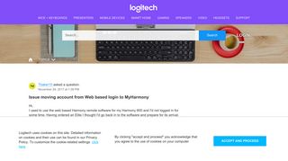 Issue moving account from Web based login to MyHarmony - Logitech ...