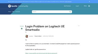 Solved: Login Problem on Logitech UE Smartradio - The Spotify ...