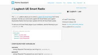 Logitech UE Smart Radio - Home Assistant