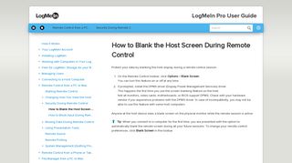 LogMeIn Pro User Guide – How to Blank the Host Screen During ...