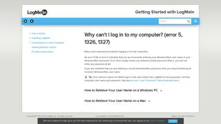 Why can't I log in to my computer? (error 5, 1326, 1327) - LogMeIn Pro ...