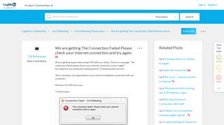 We are getting The Connection Failed Please check ... - LogMeIn ...