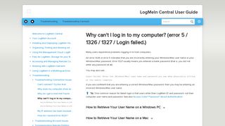 Why can't I log in to my computer? (error 5 / 1326 / 1327 / Login failed.)
