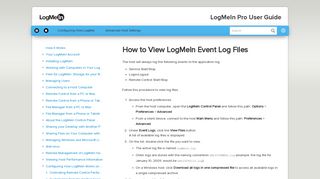 LogMeIn Pro User Guide – How to View LogMeIn Event Log Files