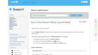 Documentation: How to View Session History (Log and Notes)