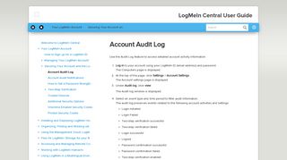LogMeIn Central User Guide – Account Audit Log
