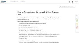 How to Connect using the LogMeIn Client Desktop App