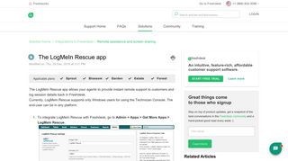 Integration with LogMeIn Rescue : Freshdesk