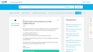 Solved: Start Console communication error with LogMeIn Res ...
