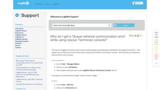 'Queue retrieval communication error' while using ... - LogMeIn Support