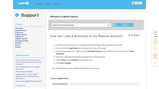 How can I add a technician to my Rescue account? - LogMeIn Support
