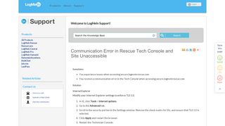 FAQ: Communication Error in Rescue Tech Console and Site ...