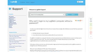 FAQ: Why can't I login to my LogMeIn computer without a password?