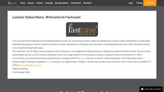 Loislaw Subscribers, Welcome to Fastcase! | Fastcase