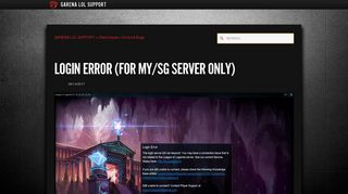 Login Error (For MY/SG Server only) - GARENA LOL SUPPORT