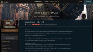 Login Issues - July 13th - OCE Boards - League of Legends