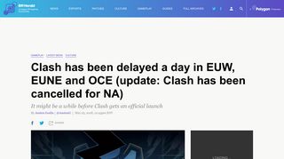 Clash has been delayed a day in EUW, EUNE and OCE (update ...