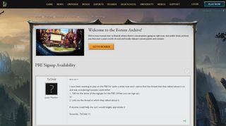 PBE Signup Availability - League of Legends Community - OCE forums