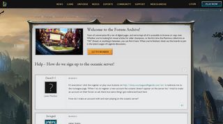 Help - How do we sign up to the oceanic server? - League of ...