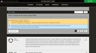 Stuck in Queue for NA Server/Login Failed — Elder Scrolls Online