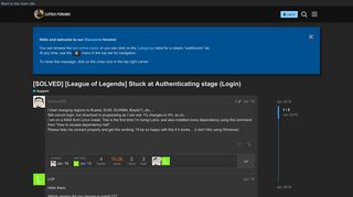 [SOLVED] [League of Legends] Stuck at Authenticating stage (Login ...