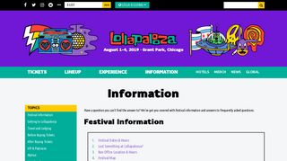Information – Lollapalooza