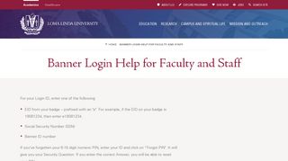 Banner Login Help for Faculty and Staff | Loma Linda University