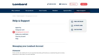 Managing your account | Lombard