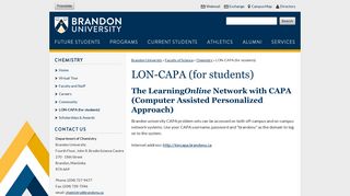LON-CAPA (for students) | Chemistry - Brandon University