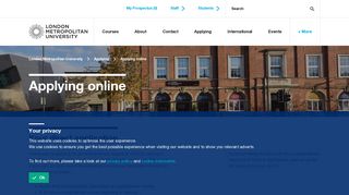 Applying online - London Metropolitan University