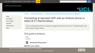 Connecting to eduroam WiFi with an Android phone or tablet (6.01 ...