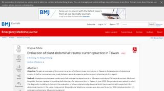 Evaluation of blunt abdominal trauma: current practice in Taiwan ...