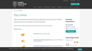 Pay online | London South Bank University
