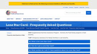 Lone Star Card - Frequently Asked Questions | Texas Health and ...