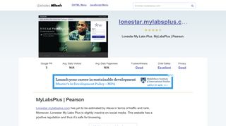 Lonestar.mylabsplus.com website. MyLabsPlus | Pearson.