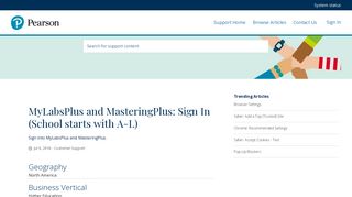 MyLabsPlus and MasteringPlus: Sign In (School starts with A-L)