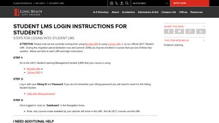 Student LMS Login Instructions for Students - Long Beach City College