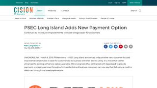 PSEG Long Island Adds New Payment Option - PR Newswire
