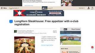 LongHorn Steakhouse: Free appetizer with e-club registration | AL.com